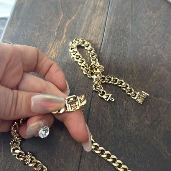 Elegant 14K Gold Plated Monaco Chain Necklace Bracelet Set - Picture 8 of 9